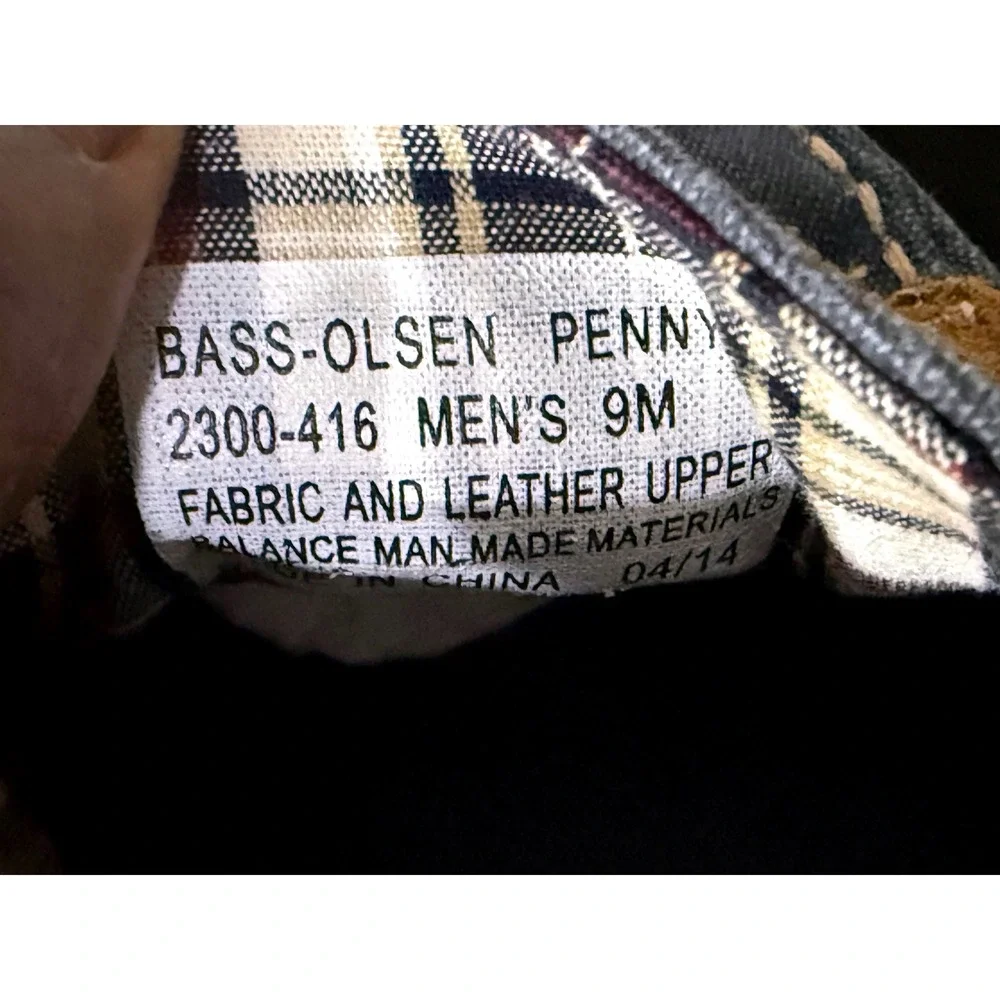 GH Bass Olsen Penny Loafers Mens 9M Navy Blue Canvas Suede Trim 2300-416